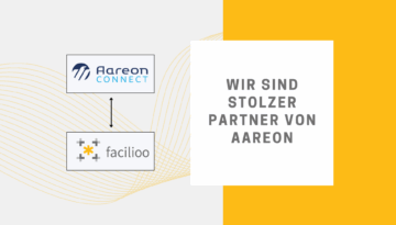 Aareon Connect Logo und facilioo logo. Schrift: Wir sind stolzer Partner von Aareon