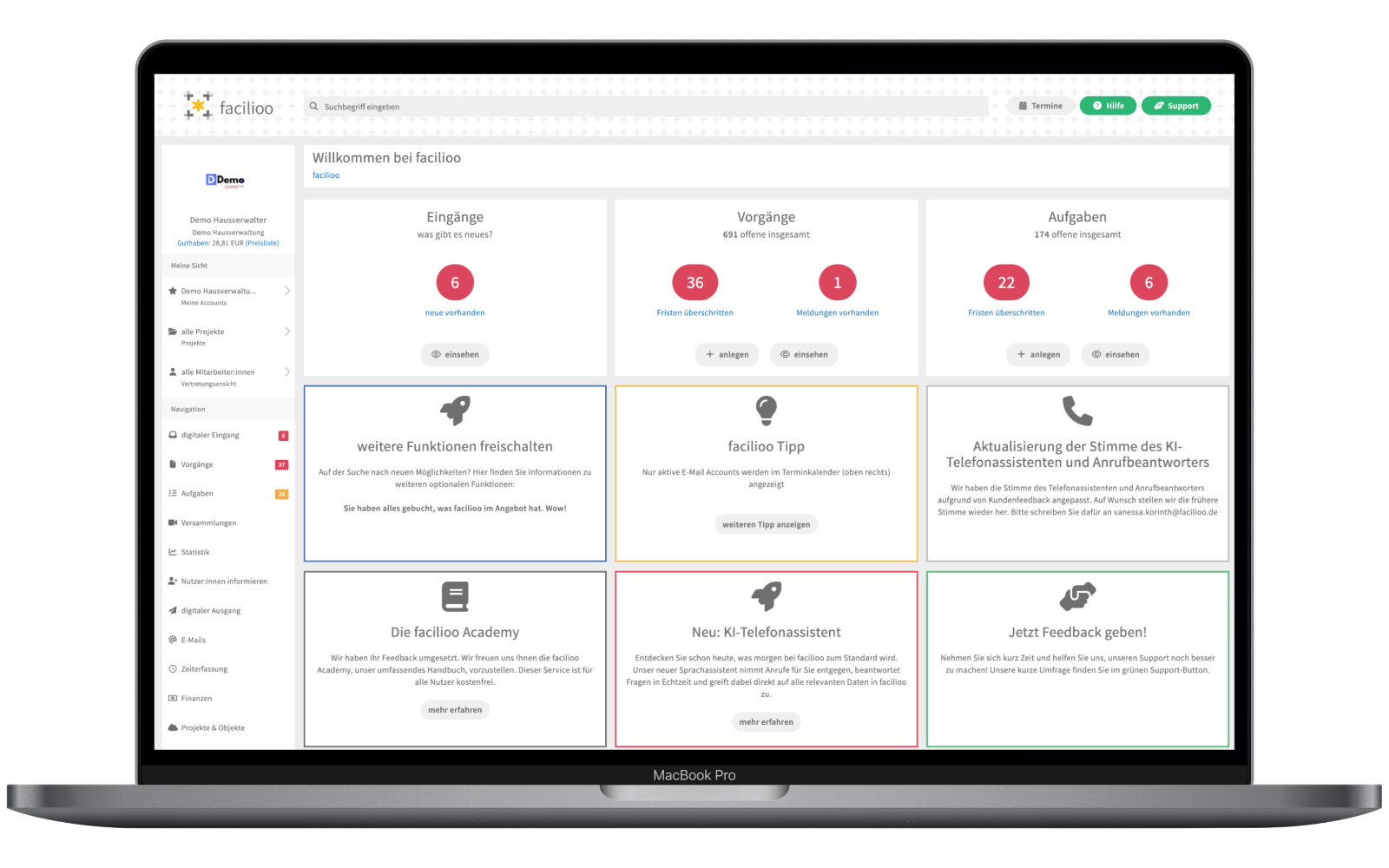 facilioo CRM Mockup